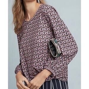 Anthropologie Sunday in Brooklyn Twist Knot Front Top Blouse Purple XS